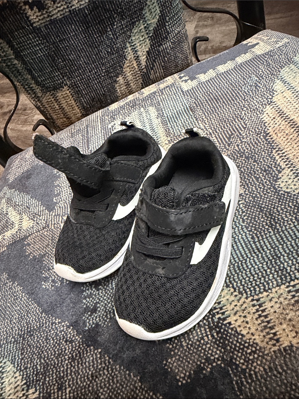 Kids Black and White Velcro Athletic Sneakers